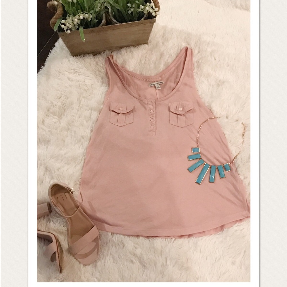 Two shirts for $16! AE Pink Button Tank Size M